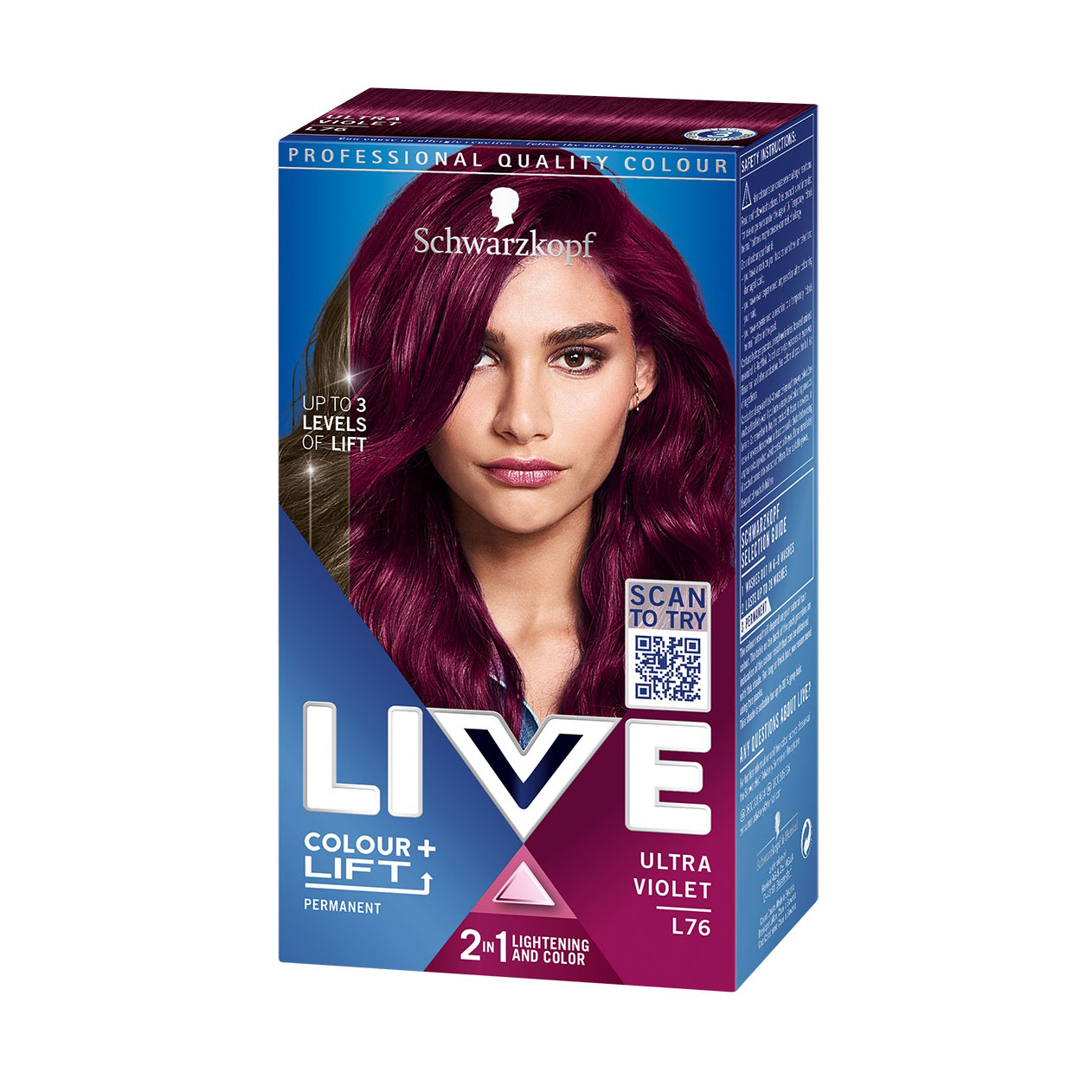 Стійка крем-фарба для волосся Schwarzkopf LIVE Colour + Lift, L76 Ultra Violet, 142.5 мл
